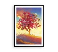 Cuadro Poster de Pared 70x100cm Póster Marco árbol prado campo Wall Art Prints