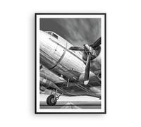 Cuadro Poster de Pared 70x100cm Póster Marco Avión Retro Aeronave Wall Art