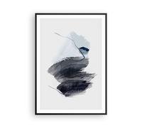 Cuadro Poster de Pared 70x100cm Póster Marco Azul Gris Acuarela Wall Art Prints
