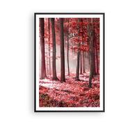 Cuadro Poster de Pared 70x100cm Póster Marco bosque rojo árboles Wall Art Prints