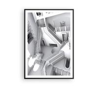Cuadro Poster de Pared 70x100cm Póster Marco Ciencia Ilusión Escaleras Wall Art