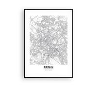 Cuadro Poster de Pared 70x100cm Póster Marco Ciudad Mapa Berlín Wall Art Prints