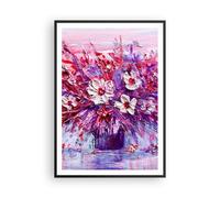 Cuadro Poster de Pared 70x100cm Póster Marco Empasto Flores Rosa Wall Art Prints