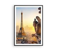 Cuadro Poster de Pared 70x100cm Póster Marco Gárgolas Torre Eiffel Wall Art
