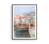 Cuadro Poster de Pared 70x100cm Póster Marco Isla Barcos Puerto Wall Art Prints