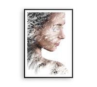 Cuadro Poster de Pared 70x100cm Póster Marco Mujer Doble Exposición Wall Art