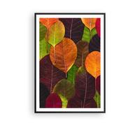 Cuadro Poster de Pared 70x100cm Póster Marco Otoño Hojas Gráficos Wall Art