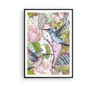 Cuadro Poster de Pared 70x100cm Póster Marco pájaro mariposa flor Wall Art