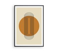 Cuadro Poster de Pared 70x100cm Póster Marco Pieza Geométrica Naranja Wall Art