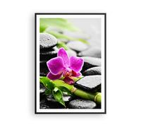 Cuadro Poster de Pared 70x100cm Póster Marco Planta piedras bambú spa Wall Art