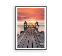 Cuadro Poster de Pared 70x100cm Póster Marco Puente Madera Paseo Wall Art Prints