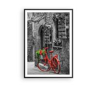 Cuadro Poster de Pared 70x100cm Póster Marco rojo bicicleta avenida Wall Art
