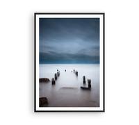 Cuadro Poster de Pared 70x100cm Póster Marco Rompeolas Niebla Noche Wall Art