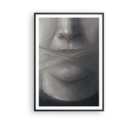 Cuadro Poster de Pared 70x100cm Póster Marco Símbolo Boca Discurso Wall Art