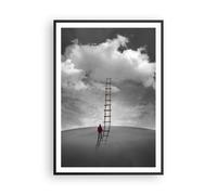 Cuadro Poster de Pared 70x100cm Póster Marco Símbolo Escalera Cielo Wall Art