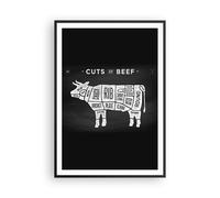 Cuadro Poster de Pared 70x100cm Póster Marco Vaca carne cocinar gráfico Wall Art