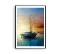 Cuadro Poster de Pared 70x100cm Póster Marco Velero Oeste El Sol Wall Art Prints