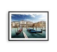 Cuadro Poster de Pared 70x50cm Marco Arquitectura venecia italia góndola Art