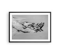 Cuadro Poster de Pared 70x50cm Marco Escrito A Mano Manos Blanco Y Negro Art
