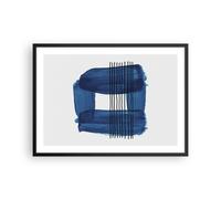 Cuadro Poster de Pared 70x50cm Póster Marco Abstracción Acuarela Azul Wall Art