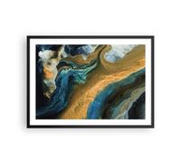Cuadro Poster de Pared 70x50cm Póster Marco Abstracción Derramado Oro Wall Art