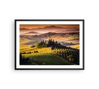 Cuadro Poster de Pared 70x50cm Póster Marco Agricultura granja toscana viña Art