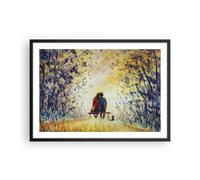 Cuadro Poster de Pared 70x50cm Póster Marco Amantes En Banco Wall Art Prints