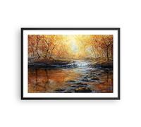 Cuadro Poster de Pared 70x50cm Póster Marco arroyo parque arbol Wall Art Prints
