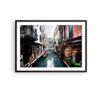 Cuadro Poster de Pared 70x50cm Póster Marco Barco puente turismo venecia Art