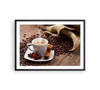 Cuadro Poster de Pared 70x50cm Póster Marco Café negro desayuno chocolate Art