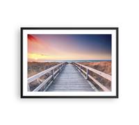 Cuadro Poster de Pared 70x50cm Póster Marco Camino Mar Puente Wall Art Prints