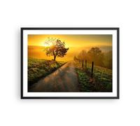 Cuadro Poster de Pared 70x50cm Póster Marco campo camino arbol Wall Art Prints
