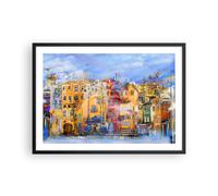 Cuadro Poster de Pared 70x50cm Póster Marco casco antiguo casa de vivienda Art