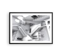 Cuadro Poster de Pared 70x50cm Póster Marco Ciencia Ilusión Escaleras Wall Art