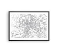 Cuadro Poster de Pared 70x50cm Póster Marco Ciudad Mapa Roma Wall Art Prints