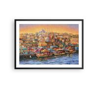 Cuadro Poster de Pared 70x50cm Póster Marco Colores Ciudad Turquía Wall Art