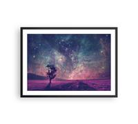 Cuadro Poster de Pared 70x50cm Póster Marco Cosmos Árbol Prado Wall Art Prints