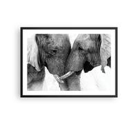 Cuadro Poster de Pared 70x50cm Póster Marco Elefantes Safari Bond Wall Art