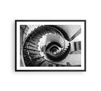 Cuadro Poster de Pared 70x50cm Póster Marco Escaleras Espiral Perspectiva Art