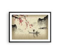 Cuadro Poster de Pared 70x50cm Póster Marco Flor Cerezas Japón Wall Art Prints