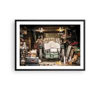 Cuadro Poster de Pared 70x50cm Póster Marco Histórico Coche Garaje Wall Art
