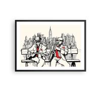 ARTTOR Moderno Cuadros Decorativo 70x50cm Poster de Pared jazz musica musico Cuadros Pared Imágenes Póster Marco Negro Decoracion Salon Dormitorio Cocina Wall Art Prints Decor P2BAA70x50-3599