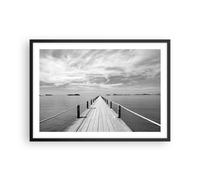Cuadro Poster de Pared 70x50cm Póster Marco Madera Puente Mar Wall Art Prints