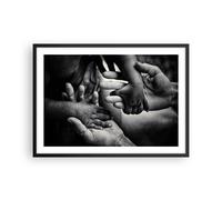 Cuadro Poster de Pared 70x50cm Póster Marco Manos Tolerancia Comunidad Wall Art