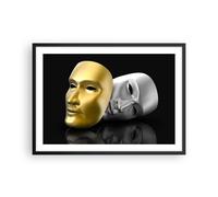 Cuadro Poster de Pared 70x50cm Póster Marco Máscara teatro etapa actor Wall Art