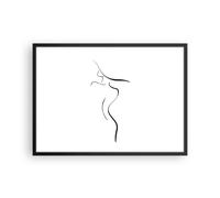 Cuadro Poster de Pared 70x50cm Póster Marco Minimalismo Mujer Sombrero de Art