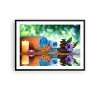 Cuadro Poster de Pared 70x50cm Póster Marco Naturaleza relajación spa velas Art