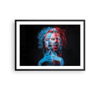 Cuadro Poster de Pared 70x50cm Póster Marco Negro Mujer Emociones Wall Art