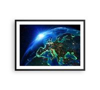 Cuadro Poster de Pared 70x50cm Póster Marco Noche espacio mundo vista Wall Art