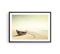 Cuadro Poster de Pared 70x50cm Póster Marco Łódź Naufragio Mar Wall Art Prints